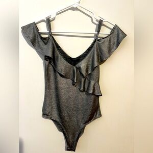 Forever 21 tank. Beautifully shinny grey. Small in size and true to fit.